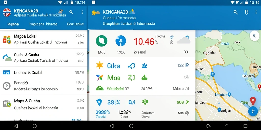 Antarmuka KENCANA28 menampilkan cuaca lokal dengan jelas dan informatif.