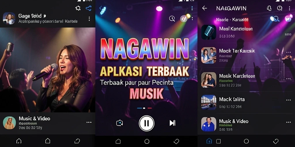 Tampilan antarmuka NAGAWIN saat pengguna bernyanyi karaoke.