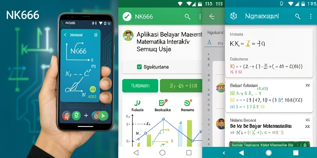 Antarmuka aplikasi NK666 yang intuitif dan interaktif untuk belajar matematika.