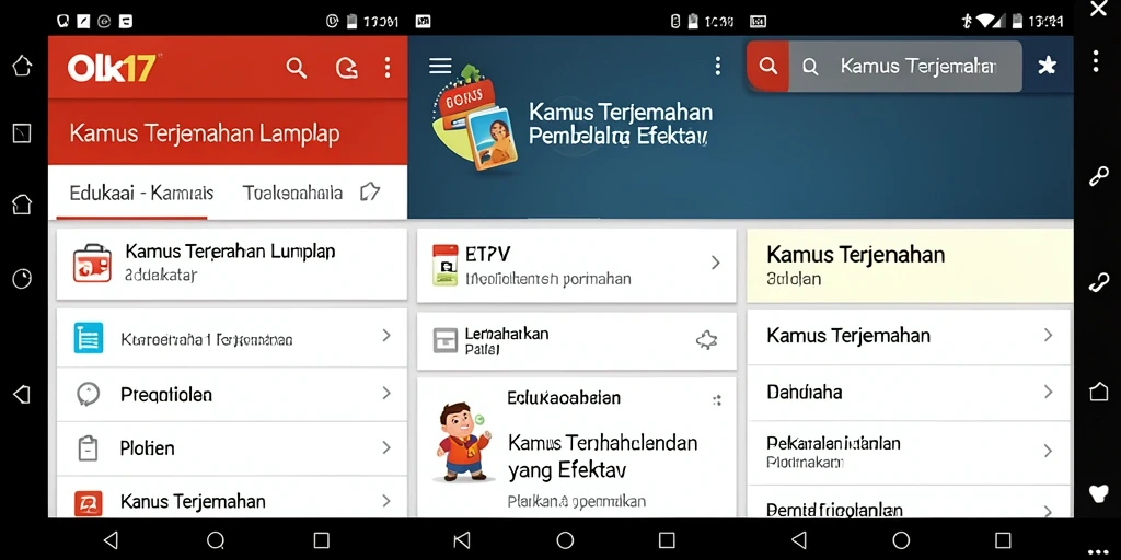 Antarmuka aplikasi OLX17 menampilkan fungsi Kamus Terjemahan yang ramah pengguna.