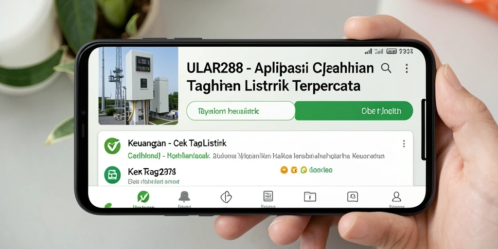 Screenshot antarmuka ULAR288 menampilkan fitur Cek Tagihan Listrik.